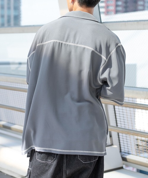 PairPair(ペアペア)の「配色ステッチ開襟シャツ(ユニセックス)(シャツ/ブラウス・メンズ・ブラック/アイボリー/ブルー系その他/カーキ・MEDIUM/LARGE)」の17枚目の写真