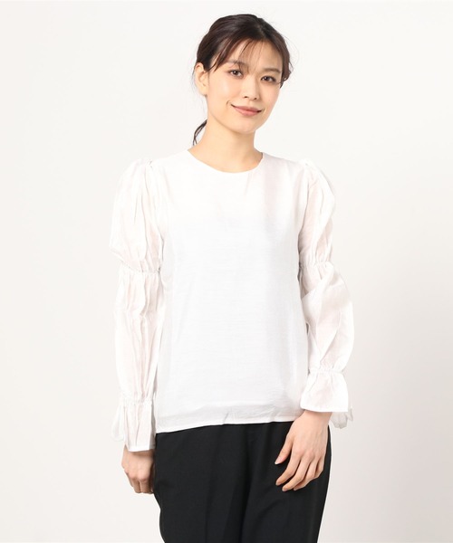 emi+（エミプラス）の「バックリボンシアーブラウス（Tシャツ/カットソー・レディース・ホワイト/ベージュ・FREE）」の16枚目の写真