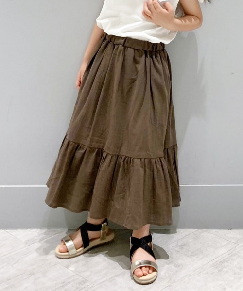 GLOBAL WORK(グローバルワーク)の「【キッズ】楊柳ボイル切替えスカート/946972(スカート・キッズ・グレー/ダークブラウン/ブラック・110cm/150cm/120cm/130cm/140cm/100cm/160cm)」の1枚目の写真