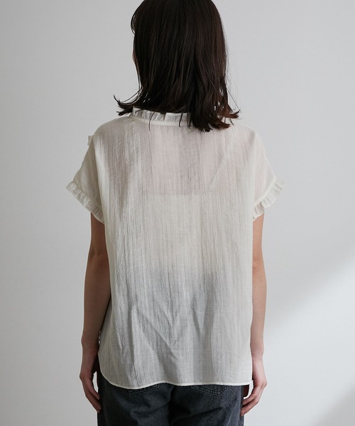 vis-`a-vis（ビサビ）の「【WEB限定】フリルピンタックフレンチスリーブブラウス（シャツ/ブラウス・レディース・ブラック/オリーブ/キナリ・FREE）」の22枚目の写真