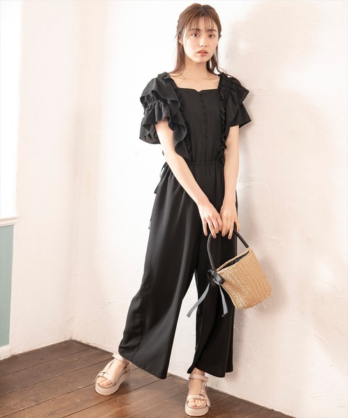 WILLSELECTION(ウィルセレクション)の「ドライストレッチラッフルコンビネゾン(つなぎ/オールインワン・レディース・ブラック/ネイビー・MEDIUM)」の2枚目の写真