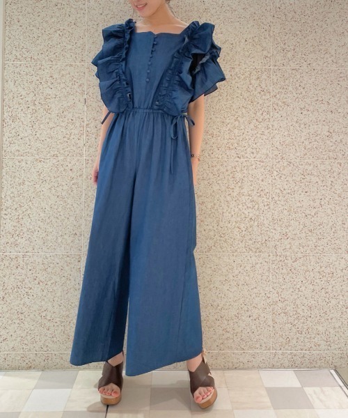 WILLSELECTION(ウィルセレクション)の「ドライストレッチラッフルコンビネゾン(つなぎ/オールインワン・レディース・ブラック/ネイビー・MEDIUM)」の4枚目の写真