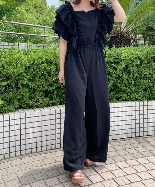 WILLSELECTION(ウィルセレクション)の「ドライストレッチラッフルコンビネゾン(つなぎ/オールインワン・レディース・ブラック/ネイビー・MEDIUM)」の5枚目の写真