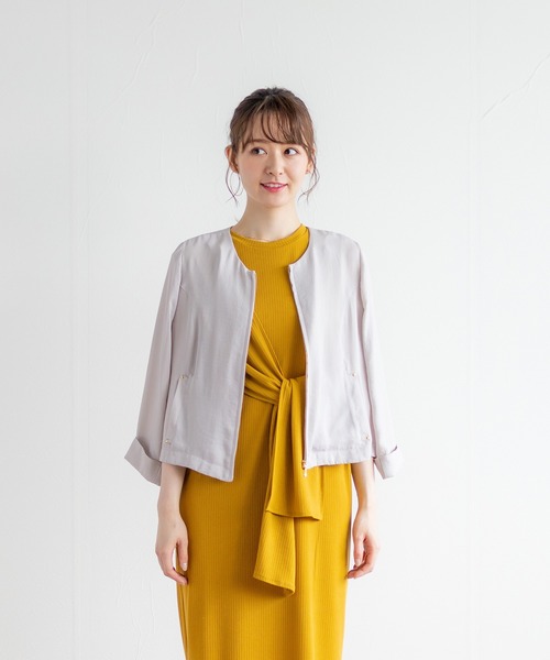 Emilyan（エミリアン）の「【newNANOTEX】ライトブルゾン（ブルゾン・レディース・グレイッシュベージュ/ネイビー・9号）」の2枚目の写真