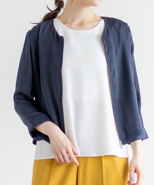 Emilyan（エミリアン）の「【newNANOTEX】ライトブルゾン（ブルゾン・レディース・グレイッシュベージュ/ネイビー・9号）」の5枚目の写真