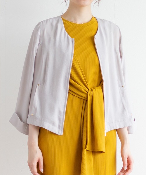 Emilyan（エミリアン）の「【newNANOTEX】ライトブルゾン（ブルゾン・レディース・グレイッシュベージュ/ネイビー・9号）」の6枚目の写真