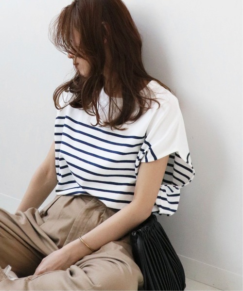 JOURNAL STANDARD relume(ジャーナルスタンダード レリューム)の「フレンチスリーブボーダーTEE◆(Tシャツ/カットソー・レディース・ブラック/ネイビー/ブルー・FREE)」の3枚目の写真