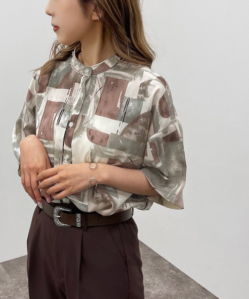 apres jour mignon(アプレジュールミニョン)の「柄バンドカラーシャツ【ZOZOTOWN限定アイテム】(シャツ/ブラウス・レディース・グレー/その他・フリー/X-LARGE)」の13枚目の写真