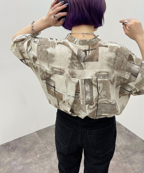 apres jour mignon(アプレジュールミニョン)の「柄バンドカラーシャツ【ZOZOTOWN限定アイテム】(シャツ/ブラウス・レディース・グレー/その他・フリー/X-LARGE)」の5枚目の写真
