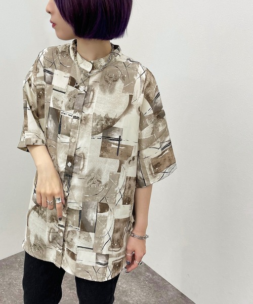 apres jour mignon(アプレジュールミニョン)の「柄バンドカラーシャツ【ZOZOTOWN限定アイテム】(シャツ/ブラウス・レディース・グレー/その他・フリー/X-LARGE)」の9枚目の写真