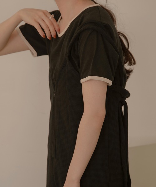 lawgy(ラウジー)の「waffle center line all in one(つなぎ/オールインワン・レディース・ブラック・FREE)」の6枚目の写真