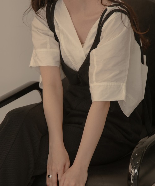 lawgy(ラウジー)の「waffle center line all in one(つなぎ/オールインワン・レディース・ブラック・FREE)」の5枚目の写真