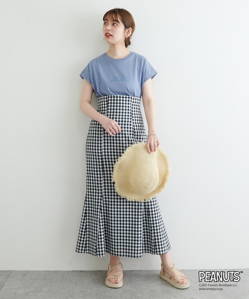 natural couture(ナチュラルクチュール)の「Snoopyコラボ バイオウォッシュフレンチスリーブT(Tシャツ/カットソー・レディース・イエロー/ブルー/アイボリー/スミクロ・FREE)」の20枚目の写真