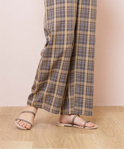 flower(フラワー)の「マニッシュチェックロンパース(サロペット/オーバーオール・レディース・ベージュ/ブラウン・FREE)」の8枚目の写真