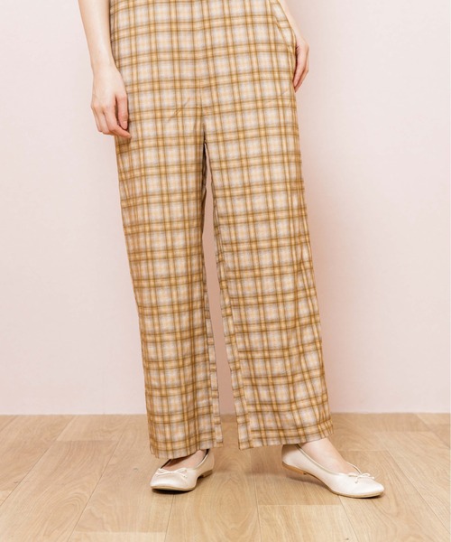 flower(フラワー)の「マニッシュチェックロンパース(サロペット/オーバーオール・レディース・ベージュ/ブラウン・FREE)」の17枚目の写真