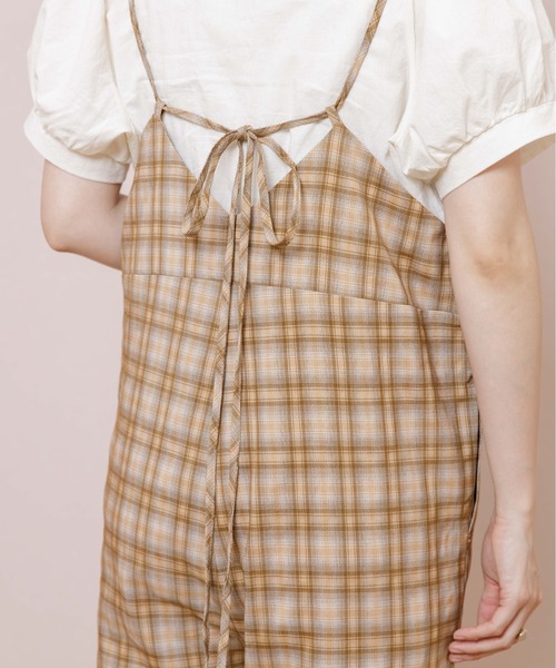 flower(フラワー)の「マニッシュチェックロンパース(サロペット/オーバーオール・レディース・ベージュ/ブラウン・FREE)」の21枚目の写真