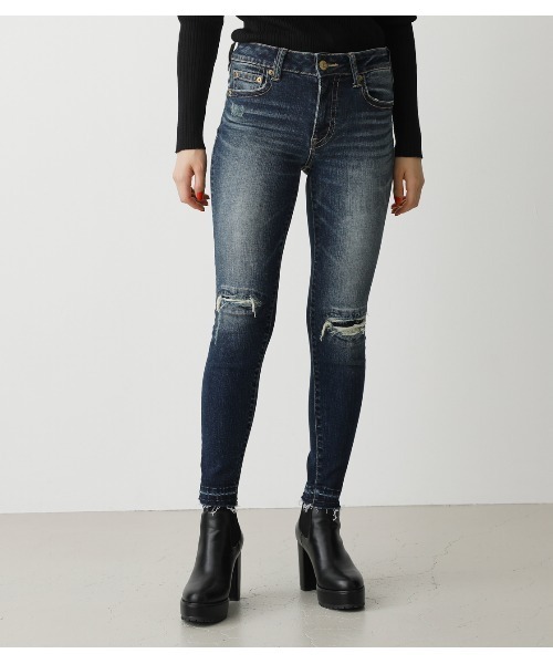 REPAIR DENIM SKINNY 2/リペアデニムスキニー　Mサイズ　黒 AZUL by moussy（アズールバイマウジー）の「REPAIR DENIM