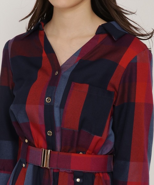 りぃ❣️ アンサンブルチェックミニワンピース ブラウン ブラウンチェックプリーツミニワンピース | mignon ange