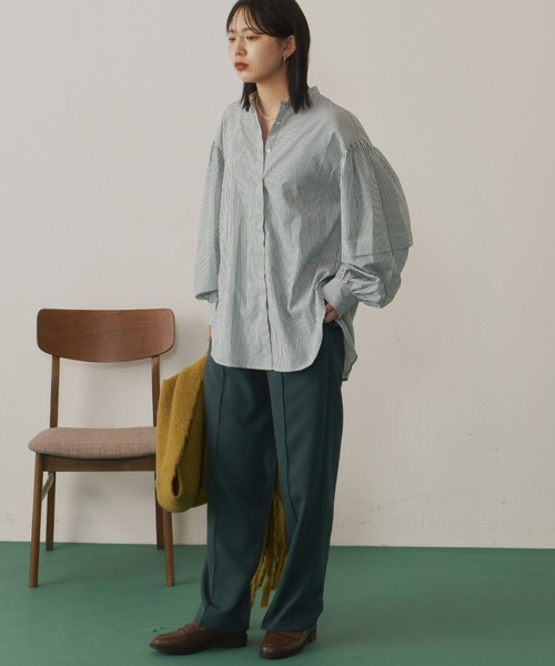 Aunt Marie's（アントマリーズ）の「バンドカラーランタンスリーブブラウス（シャツ/ブラウス・レディース・ブラック/グリーン/ホワイト/ブルー・FREE）」の12枚目の写真