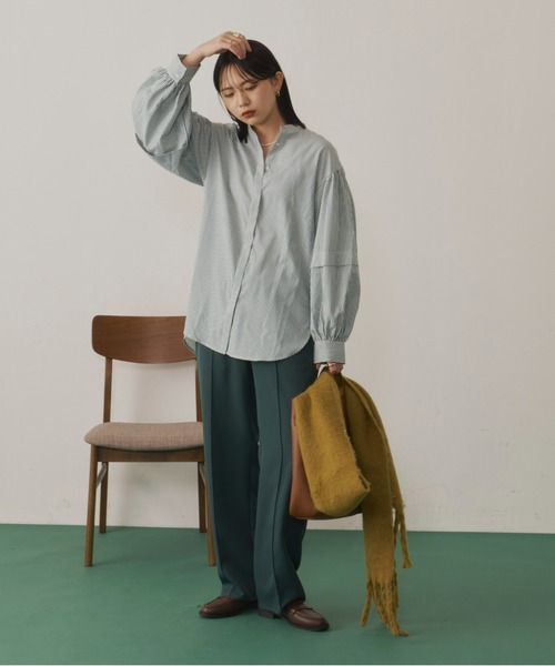 Aunt Marie's（アントマリーズ）の「バンドカラーランタンスリーブブラウス（シャツ/ブラウス・レディース・ブラック/グリーン/ホワイト/ブルー・FREE）」の20枚目の写真