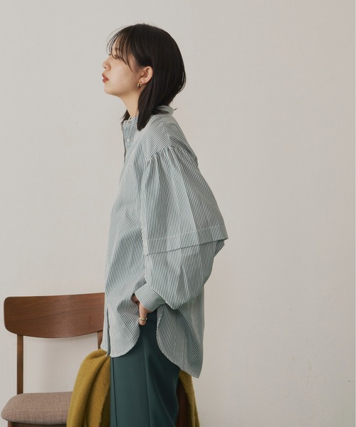 Aunt Marie's（アントマリーズ）の「バンドカラーランタンスリーブブラウス（シャツ/ブラウス・レディース・ブラック/グリーン/ホワイト/ブルー・FREE）」の10枚目の写真