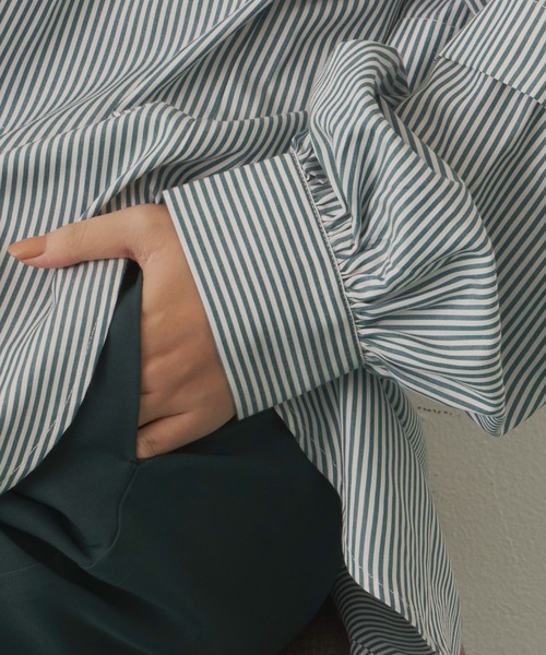 Aunt Marie's（アントマリーズ）の「バンドカラーランタンスリーブブラウス（シャツ/ブラウス・レディース・ブラック/グリーン/ホワイト/ブルー・FREE）」の18枚目の写真