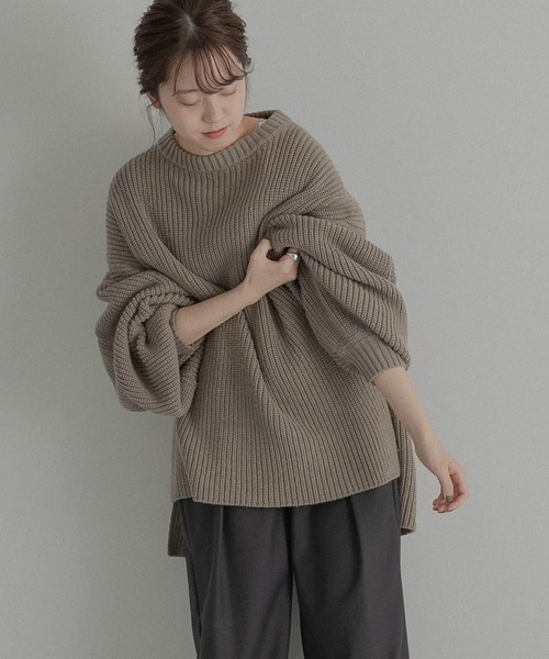 LAATO(ラート)の「SLEEVE VOLUME KNIT(ニット/セーター・レディース・ブラウン/グレー・FREE)」の7枚目の写真