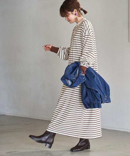 coen(コーエン)の「ボーダーバンドカラーラガーワンピース(ワンピース・レディース・ライトグレー/ブラウン/コバルトブルー・MEDIUM/LARGE)」の10枚目の写真