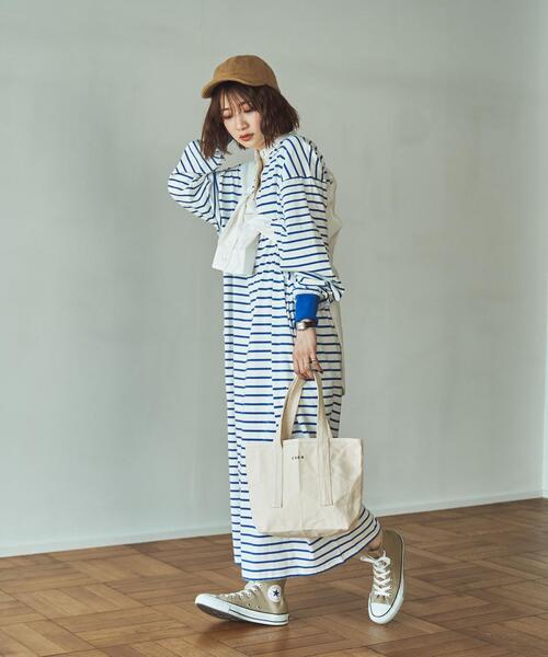 coen(コーエン)の「ボーダーバンドカラーラガーワンピース(ワンピース・レディース・ライトグレー/ブラウン/コバルトブルー・MEDIUM/LARGE)」の11枚目の写真