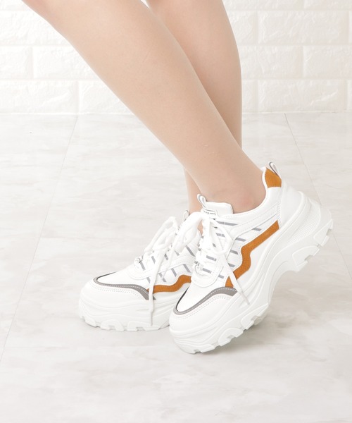 Lace Ladies（レースレディース）の「ダッドスニーカー 厚底 レースアップ（スニーカー・レディース・ピンク/イエロー/ブルー・22.5/24/23.5/25/23/24.5）」の6枚目の写真