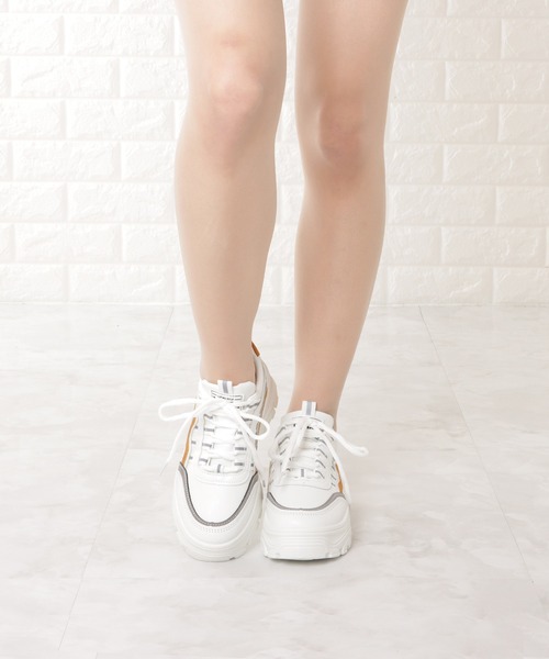 Lace Ladies（レースレディース）の「ダッドスニーカー 厚底 レースアップ（スニーカー・レディース・ピンク/イエロー/ブルー・22.5/24/23.5/25/23/24.5）」の10枚目の写真