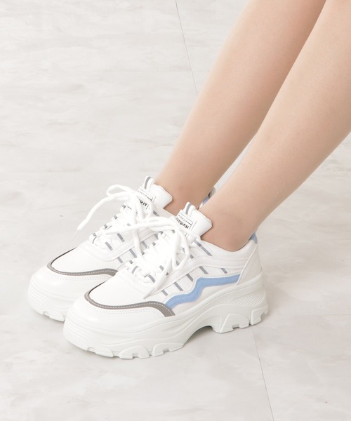 Lace Ladies（レースレディース）の「ダッドスニーカー 厚底 レースアップ（スニーカー・レディース・ピンク/イエロー/ブルー・22.5/24/23.5/25/23/24.5）」の11枚目の写真