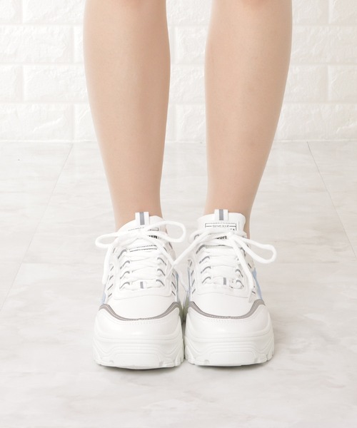 Lace Ladies（レースレディース）の「ダッドスニーカー 厚底 レースアップ（スニーカー・レディース・ピンク/イエロー/ブルー・22.5/24/23.5/25/23/24.5）」の12枚目の写真