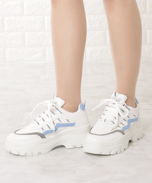 Lace Ladies（レースレディース）の「ダッドスニーカー 厚底 レースアップ（スニーカー・レディース・ピンク/イエロー/ブルー・22.5/24/23.5/25/23/24.5）」の13枚目の写真