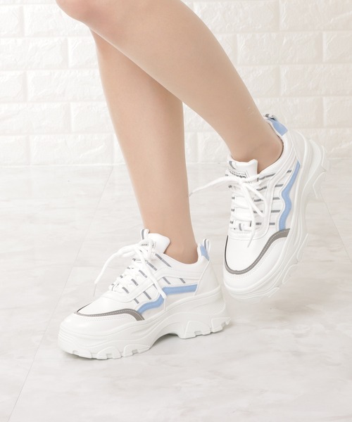 Lace Ladies（レースレディース）の「ダッドスニーカー 厚底 レースアップ（スニーカー・レディース・ピンク/イエロー/ブルー・22.5/24/23.5/25/23/24.5）」の14枚目の写真