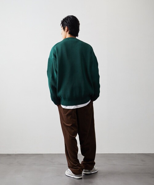 FREAK'S STORE（フリークスストア）の「【リサイクルポリエステル使用】畔編み クルーネックニット（ニット/セーター・メンズ・ホワイト/ブラック/ベージュ/ネイビー/ピンク/イエロー/ブルー/モスグリーン/オレンジ・SMALL/MEDIUM/LARGE）」の12枚目の写真