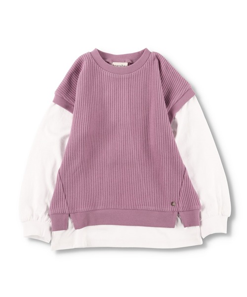 BRANSHES(ブランシェス)の「ベスト重ね着風デザイン長袖Tシャツ(Tシャツ/カットソー・キッズ・ベージュ/ラベンダー・90cm/110cm/100cm/120cm/130cm/140cm/150cm)」の6枚目の写真