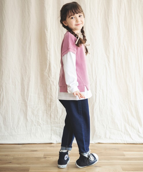 BRANSHES(ブランシェス)の「ベスト重ね着風デザイン長袖Tシャツ(Tシャツ/カットソー・キッズ・ベージュ/ラベンダー・90cm/110cm/100cm/120cm/130cm/140cm/150cm)」の10枚目の写真