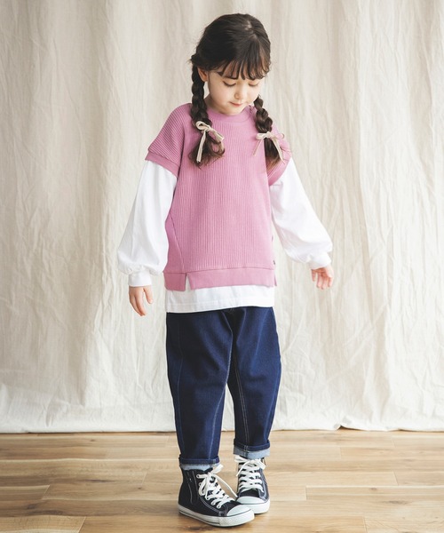 BRANSHES(ブランシェス)の「ベスト重ね着風デザイン長袖Tシャツ(Tシャツ/カットソー・キッズ・ベージュ/ラベンダー・90cm/110cm/100cm/120cm/130cm/140cm/150cm)」の14枚目の写真