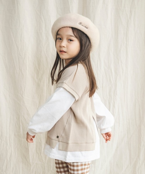 BRANSHES(ブランシェス)の「ベスト重ね着風デザイン長袖Tシャツ(Tシャツ/カットソー・キッズ・ベージュ/ラベンダー・90cm/110cm/100cm/120cm/130cm/140cm/150cm)」の8枚目の写真