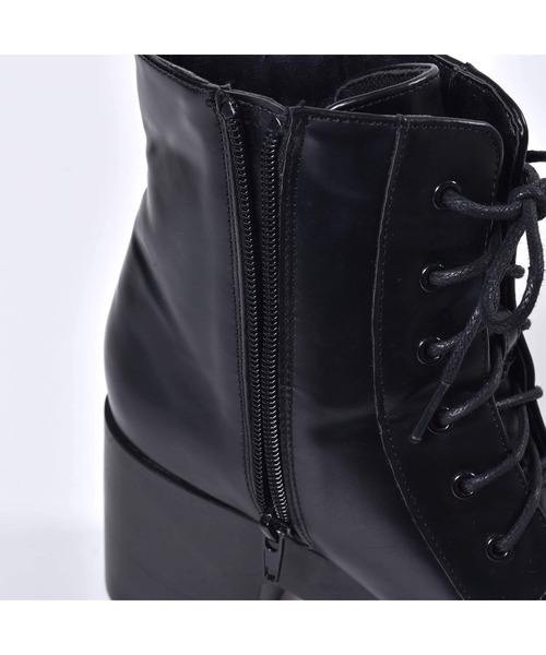 ZIDDY（ジディ）の「ZIDDY/【ニコ☆プチ掲載】 レースアップ ハイカット ヒール ブーツ（21~24cm）（ブーツ・キッズ・ブラック・21/22/23/24）」の3枚目の写真