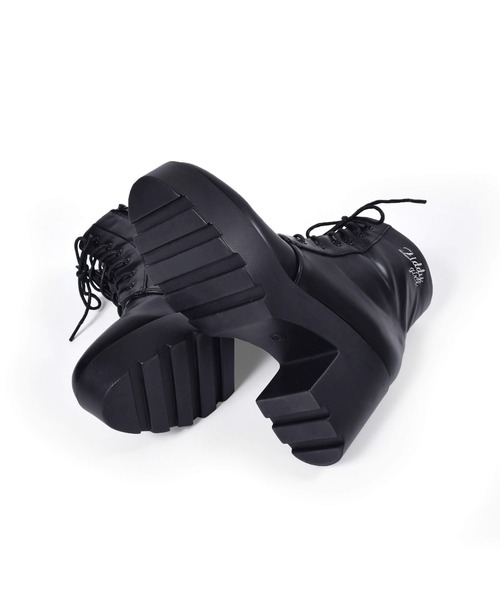 ZIDDY（ジディ）の「ZIDDY/【ニコ☆プチ掲載】 レースアップ ハイカット ヒール ブーツ（21~24cm）（ブーツ・キッズ・ブラック・21/22/23/24）」の5枚目の写真