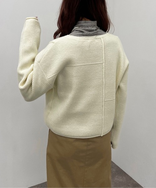 apres jour mignon（アプレジュールミニョン）の「切替デザインニット【ZOZOTOWN限定アイテム】（ニット/セーター・レディース・カーキ/オレンジ/アイボリー・フリー/X-LARGE）」の7枚目の写真