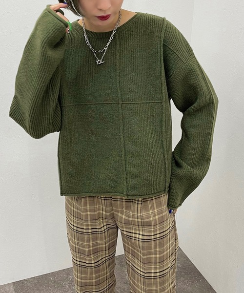 apres jour mignon（アプレジュールミニョン）の「切替デザインニット【ZOZOTOWN限定アイテム】（ニット/セーター・レディース・カーキ/オレンジ/アイボリー・フリー/X-LARGE）」の11枚目の写真