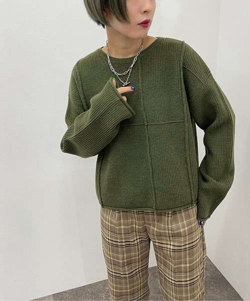apres jour mignon（アプレジュールミニョン）の「切替デザインニット【ZOZOTOWN限定アイテム】（ニット/セーター・レディース・カーキ/オレンジ/アイボリー・フリー/X-LARGE）」の12枚目の写真