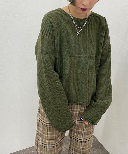apres jour mignon（アプレジュールミニョン）の「切替デザインニット【ZOZOTOWN限定アイテム】（ニット/セーター・レディース・カーキ/オレンジ/アイボリー・フリー/X-LARGE）」の13枚目の写真