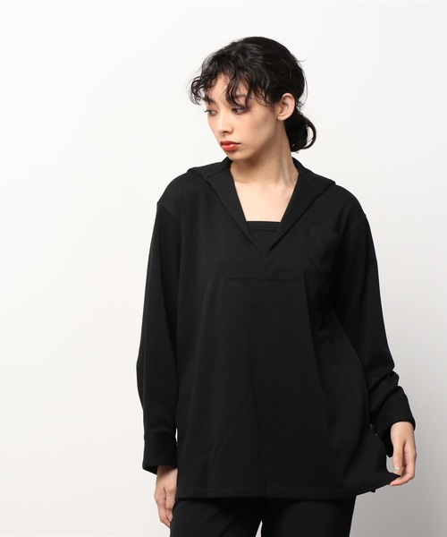 YOUNG&OLSEN The DRYGOODS STORE(ヤングアンドオルセン)の「【YOUNG & OLSEN The DRYGOODS STORE】/FRENCH JERSEY SAILOR SHIRT(シャツ/ブラウス・レディース・ブラック/オリーブ/キャメル・W)」の6枚目の写真
