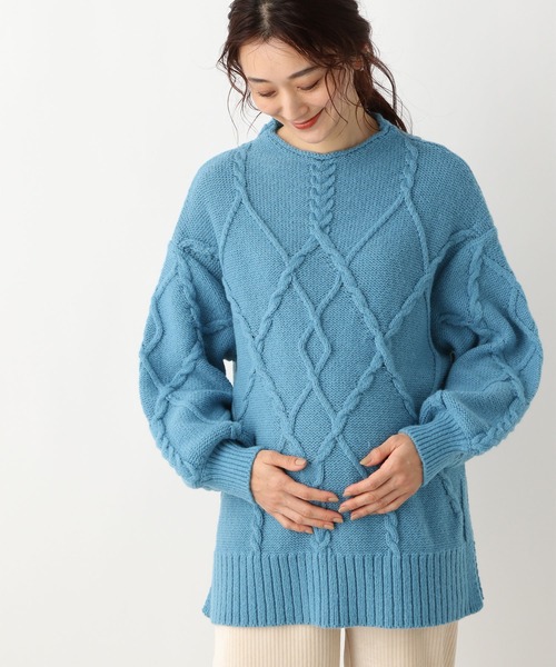 LEPSIM(レプシィム)の「マタニティ/5ゲージケーブルBIGプルオーバー 237008(マタニティウェア/グッズ・レディース・グレー/グリーン/アイボリー/ブルー・FREE)」の1枚目の写真