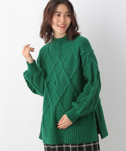 LEPSIM(レプシィム)の「マタニティ/5ゲージケーブルBIGプルオーバー 237008(マタニティウェア/グッズ・レディース・グレー/グリーン/アイボリー/ブルー・FREE)」の4枚目の写真