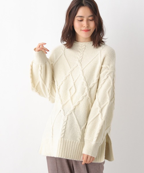 LEPSIM(レプシィム)の「マタニティ/5ゲージケーブルBIGプルオーバー 237008(マタニティウェア/グッズ・レディース・グレー/グリーン/アイボリー/ブルー・FREE)」の2枚目の写真